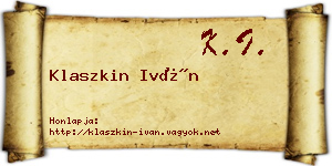 Klaszkin Iván névjegykártya